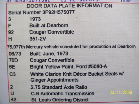 1973 Mercury Cougar