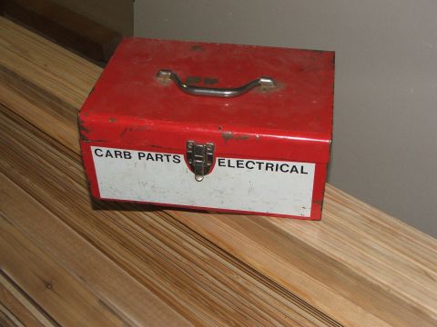 1965 Ford Mustang - This red toolbox is labeled for carburetor parts and electrical components.