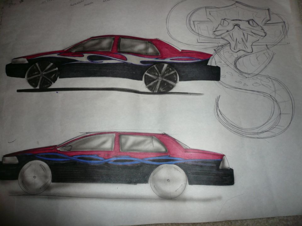 OLD SKETCHES..YOU SEE THE HARLEY BADGE WITH THE BOA SQUEEZING THE LIFE OUT THE GAME.