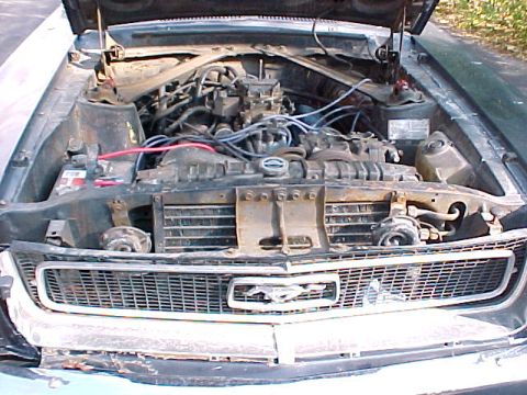 1969 Ford Torino - Engine bay of a 1969 Ford Torino, showing the V8 engine and front grille.
