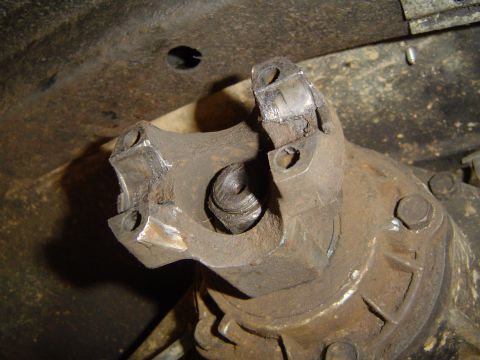 1978 Ford Bronco - This photo shows a worn driveshaft universal joint, likely needing replacement.