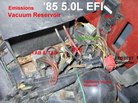 1983 Ford Bronco - Emissions components on an early EFI.