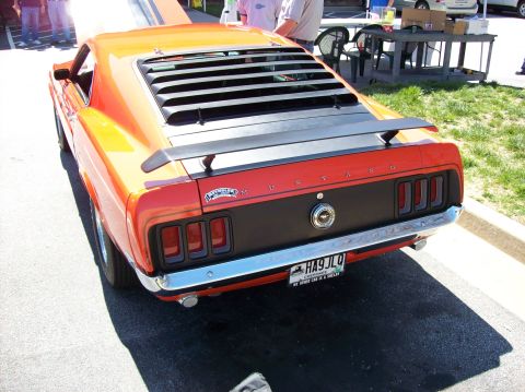 2007 Ford Mustang - Rear view of a 1970 Ford Mustang with custom louvers and spoiler.