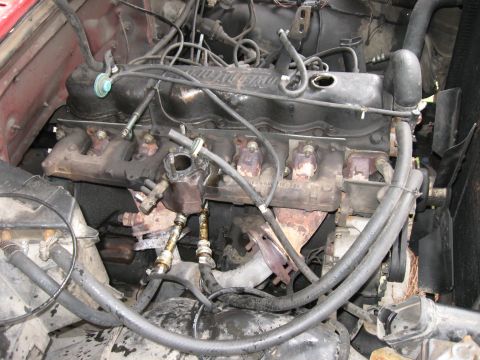 1981 Ford Bronco - All the lines and hoses have been pulled out of the way, allowing for a clean access to the intake.
