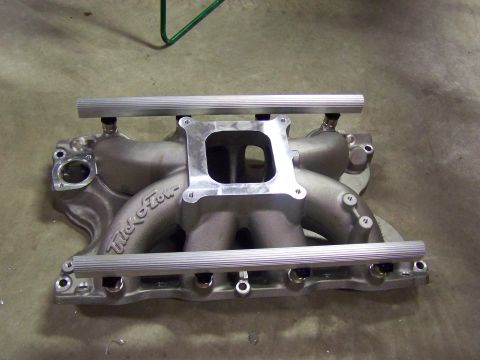 1996 Ford Bronco - This is an Edelbrock intake manifold with fuel rails, likely for a performance engine build.