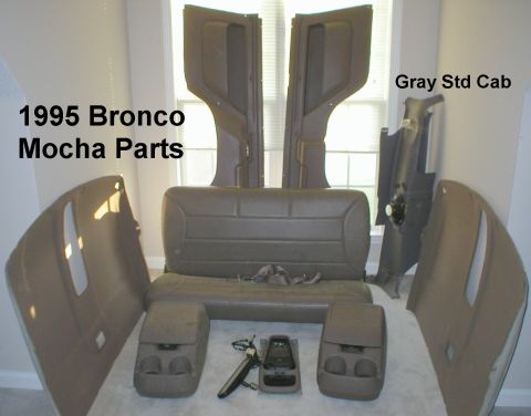 1983 Ford Bronco - From extended cab pickup: gray rear corners with speakers. From 95 EB Broncos: leather rear bench seat; floor consoles, overhead consoles,…