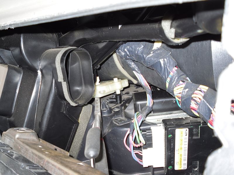 Interior HVAC ducting and wiring harness with a visible control module