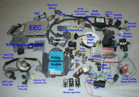 1983 Ford Bronco - Various underdash & engine compartment electronic components IF THE IMAGE IS TOO SMALL, click it.