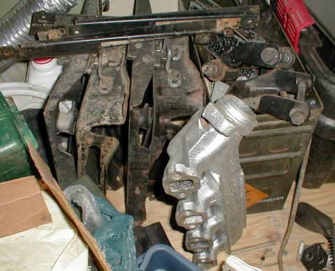 1983 Ford Bronco - '78-89 seat bases. '88 5.0L R exhaust manifold (car, note HEGO port) - sandblasted & painted inside & out in ultra hi-temp aluminum.