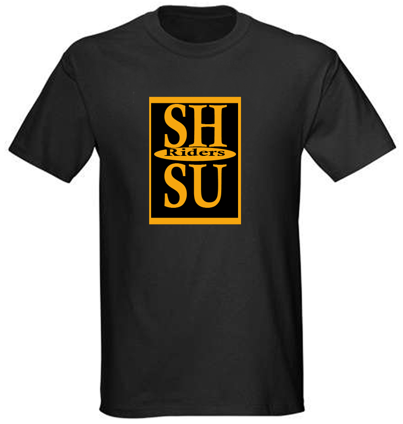 Black t-shirt with "SH Riders SU" graphic
