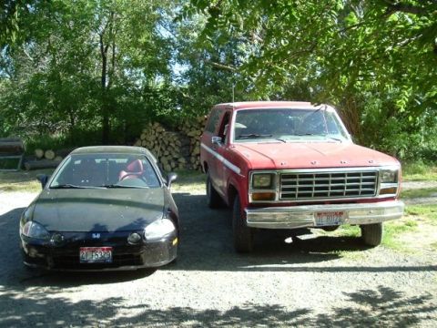 1981 Ford Bronco - The biggest vehicle I've ever owned. A fun size comparison next to my brother's Del Sol. Only thing in common is the top comes off both of…