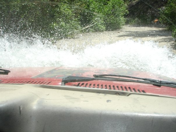 Blasting through a river others were turning around from on the way to the trailhead.