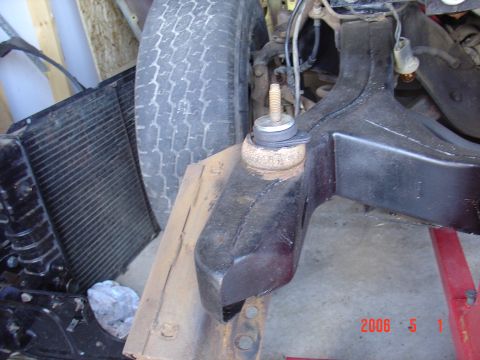 1973 Ford Ranchero - new upper bushing sitting on old lower bushing.