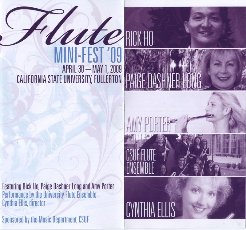 Program for Flute Mini-Fest '09 at California State University, Fullerton, Rick Ho, Paige Dashner Long, and Amy Porter