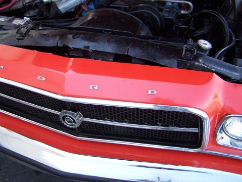 1973 Ford Ranchero - another shot of the homemade grill and the GT emblem.