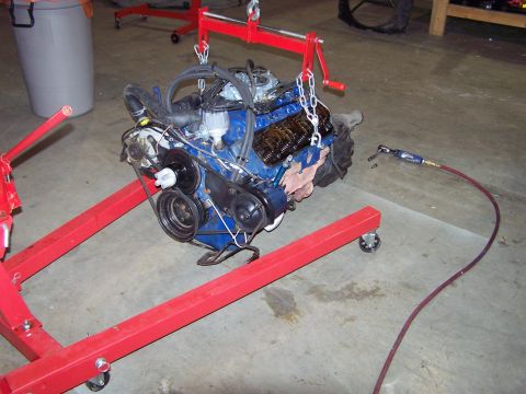 1973 Ford Ranchero - This is the block I am going to use to build the 393 stroker; its a 1973 "H code" Cleveland 351 2 Bbl out of my '73 Ranchero 500. Its got 1…