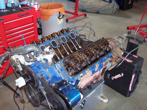 1973 Ford Ranchero - tear down has started; intake manifold has been removed already, accessories and the heads are next.