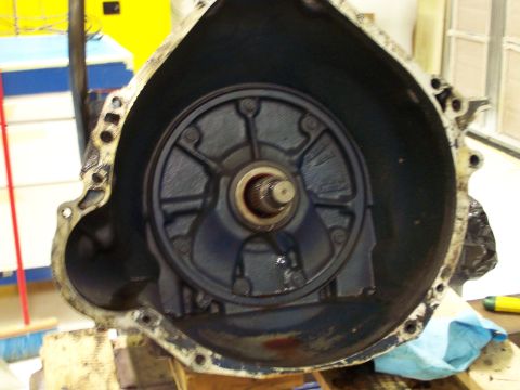 1973 Ford Ranchero - C6 bell housing with torq converter removed; teardown just getting started.