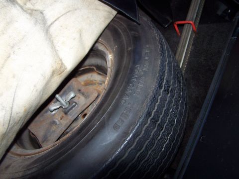 1973 Ford Ranchero - original spare tire & rim, G78-14 Goodyear bias ply on a 14x5.5 steel rim.