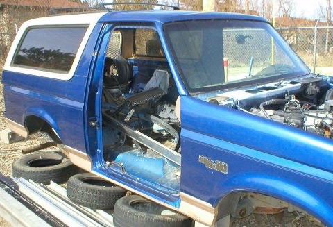 1996 Ford Bronco - SOLD engine, transmission, body tub, title, & camper shell
