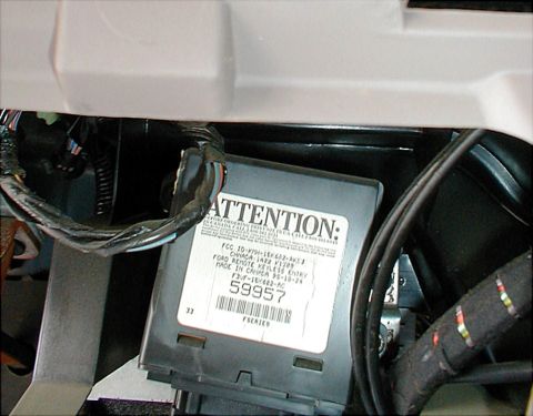 1996 Ford Bronco - SOLD RKE module in '94-96 F150s & Broncos is above the gas pedal behind the knee bolster pocket. The large number on the label is the maste…