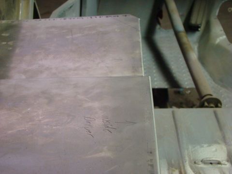 1948 Jeep Wrangler - Metal panels marked 'Driver' and 'inside' are shown, possibly for a vehicle repair or fabrication project.