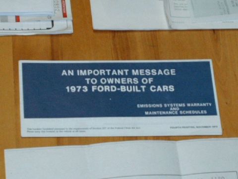 1973 Ford Ranchero - Ford warranty & maintenance information pamphlet