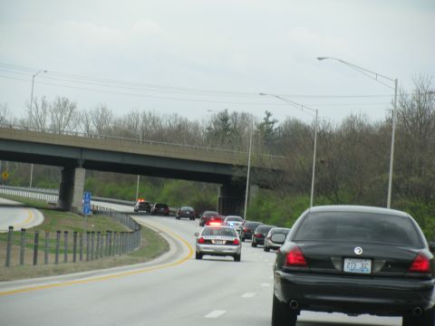 2003 Mercury Marauder - Traffic jam on the highway with police presence ahead.