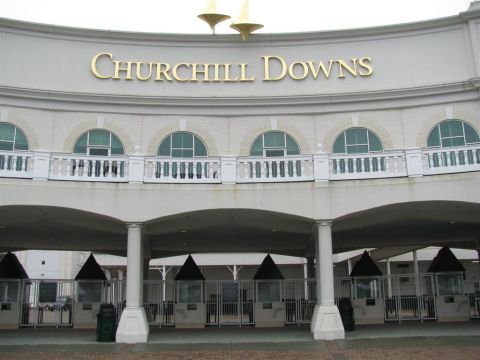 2003 Mercury Marauder - The grand entrance to Churchill Downs features prominent signage and multiple ticket booths.