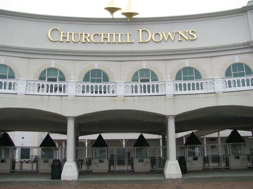 Churchill Downs entrance with ticket booths