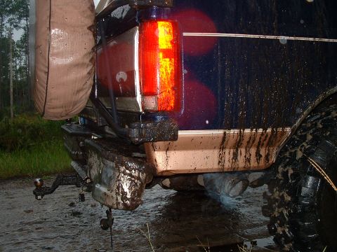 1995 Ford Bronco - johns bumper after the log hit it