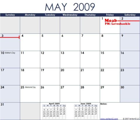 1978 Ford Bronco - This is a calendar page for May 2009, showing appointments and holidays for Mother's Day and Memorial Day.