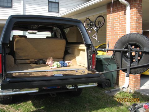 1986 Ford Bronco - The baby playing in the Bronco and loving it.