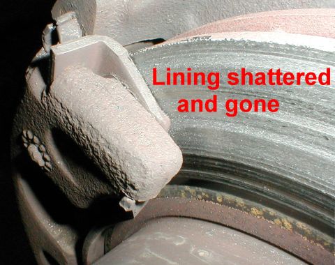 1983 Ford Bronco - This rotor ( '80-93 MotorCraft BRR8 ) has been scored severely by the pad ( Motorcraft BR41B ) lining wearing so thin that it shattered and…