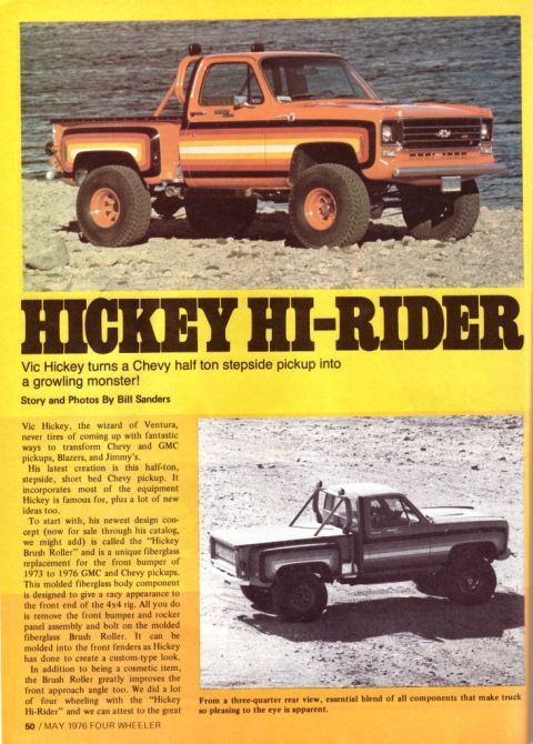 1996 Ford Bronco - 1977 Four Wheeler article on a Hickey prepped Chevy K-15 4x4 stepside...with M/T Baja King Tires - Page 1