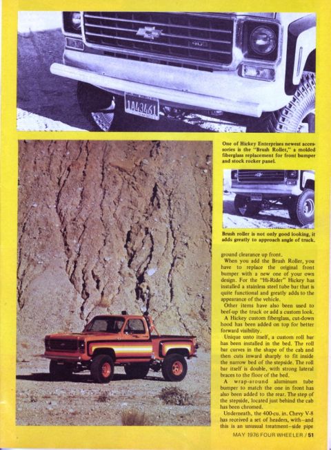 1996 Ford Bronco - 1977 Four Wheeler article on a Hickey prepped Chevy K-15 4x4 stepside...with M/T Baja King Tires - Page 2