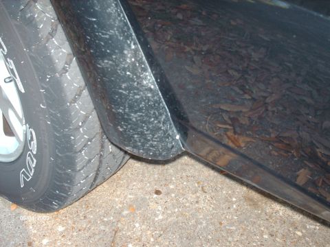 1990 Ford F-150 - Close-up view of a vehicle's fender and tire, showing debris on the body.