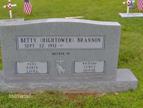 1978 Ford Bronco - A headstone in a grassy cemetery reads "BETTY (HIGHTOWER) BRANNON SEPT. 22, 1932 - MOTHER OF PAUL KAREN LAURA" on one side and "RICHARD JAM…