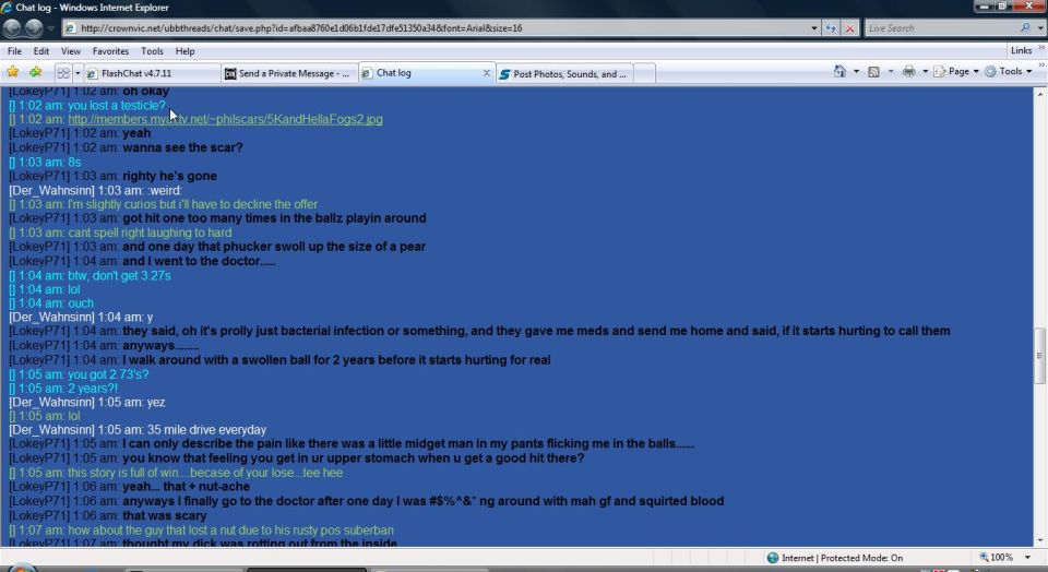 Screenshot of a web-based chat log window with many timestamped messages