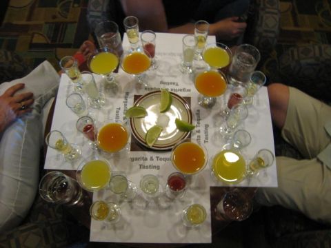 1995 Ford Bronco - A table is set for a margarita and tequila tasting, multiple drinks and lime wedges.