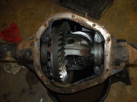 1979 Ford F-150 - The internal gears of a vehicle's differential are exposed for inspection or repair.