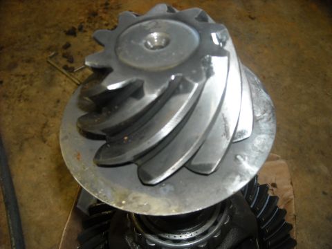 1979 Ford F-150 - Close-up view of a differential gear set, a spiral bevel pinion meshed with a ring gear.