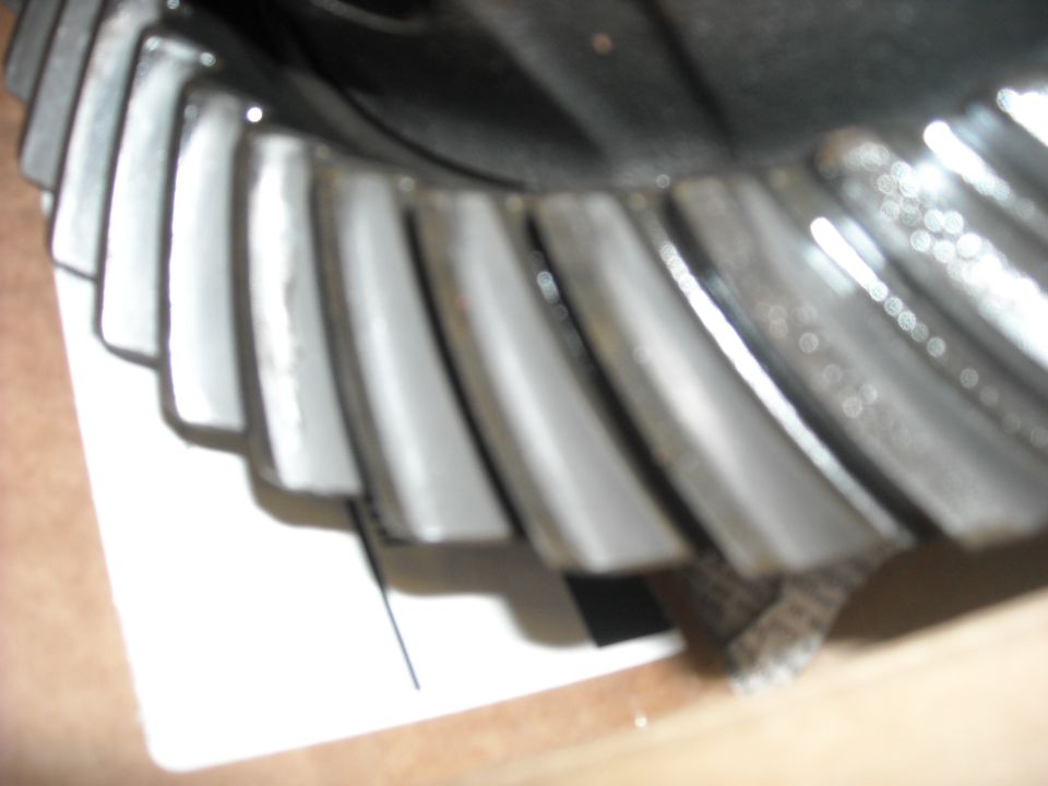 Differential gear with worn teeth, close-up view
