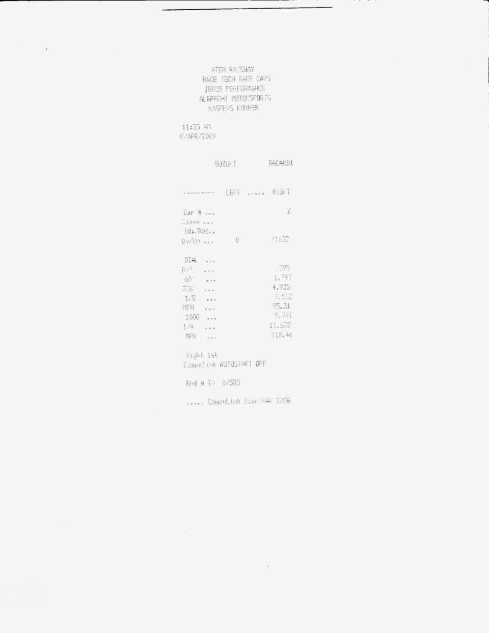 Drag strip timeslip document