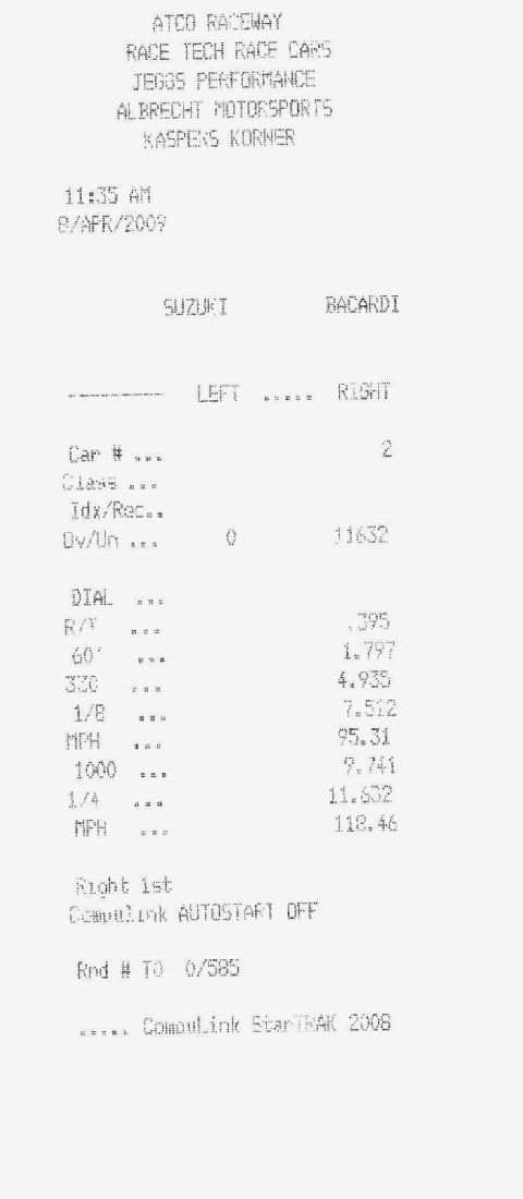 2006 Chevrolet Corvette - A drag strip time slip document shows race data including times and speeds, with a Supermotors logo at the bottom.