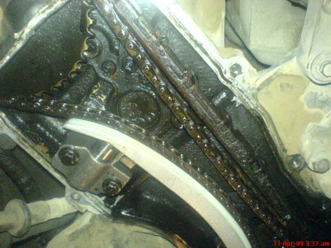 1992 Ford Crown Victoria - This image shows the internal workings of an engine, focusing on the timing chain mechanism.