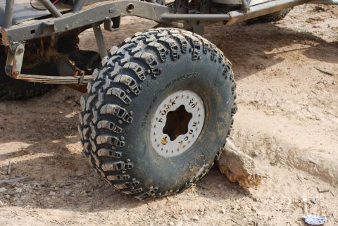 2008 Jeep Wrangler - Off-road tire and suspension details are visible in this close-up shot.