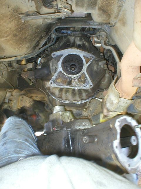 1983 Ford Bronco - Ya gotta be REAL careful! Putting it back up there without a trans jack is even LESS fun...