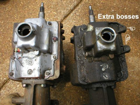 1983 Ford Bronco - Comparison of two manual transmissions, highlighting differences in appearance and features.