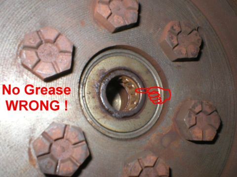 1983 Ford Bronco - I also noticed some rust on the tip of the input shaft, and I discovered that I hadn't put any grease in the pilot last time.